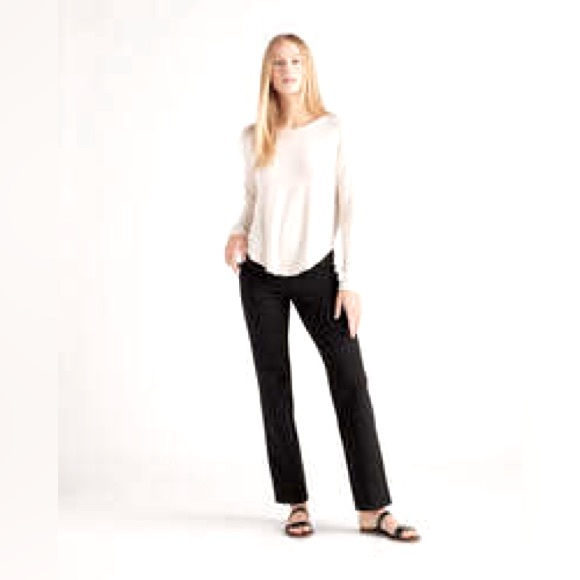 Quince Pants - Quince Ultra Stretch Ponte Straight Leg Pants, Black. Career, Casual, Comfort.
